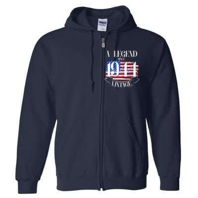 Vintage Usa Flag A Legend Since 1944 80th Birthday Full Zip Hoodie