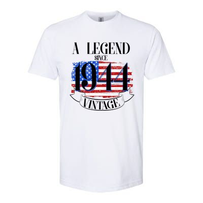 Vintage Usa Flag A Legend Since 1944 80th Birthday Softstyle CVC T-Shirt