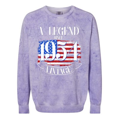 Vintage Usa Flag A Legend Since 1954 70th Birthday Colorblast Crewneck Sweatshirt