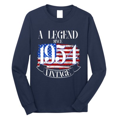 Vintage Usa Flag A Legend Since 1954 70th Birthday Long Sleeve Shirt