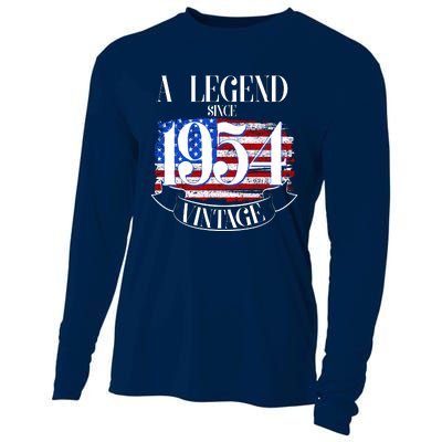 Vintage Usa Flag A Legend Since 1954 70th Birthday Cooling Performance Long Sleeve Crew