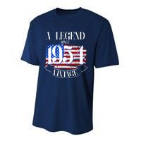 Vintage Usa Flag A Legend Since 1954 70th Birthday Performance Sprint T-Shirt