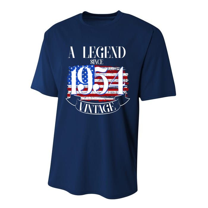 Vintage Usa Flag A Legend Since 1954 70th Birthday Performance Sprint T-Shirt