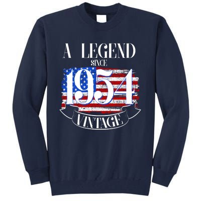 Vintage Usa Flag A Legend Since 1954 70th Birthday Tall Sweatshirt