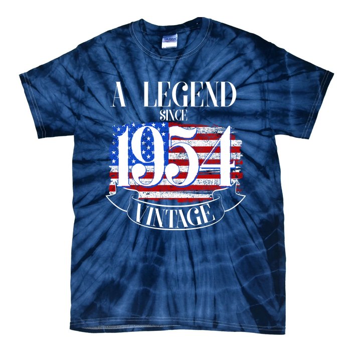 Vintage Usa Flag A Legend Since 1954 70th Birthday Tie-Dye T-Shirt