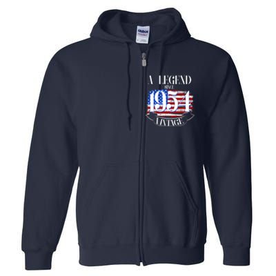 Vintage Usa Flag A Legend Since 1954 70th Birthday Full Zip Hoodie