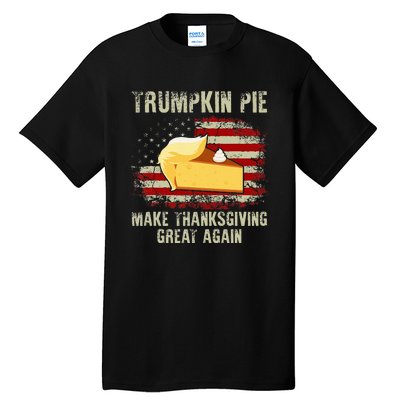 Vintage Usa Flag Trumpkin Pie Make Thanksgiving Great Again Tall T-Shirt