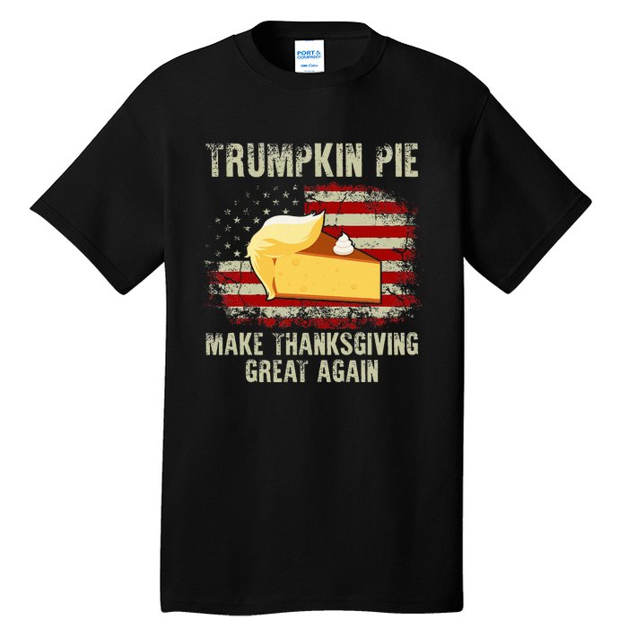 Vintage Usa Flag Trumpkin Pie Make Thanksgiving Great Again Tall T-Shirt