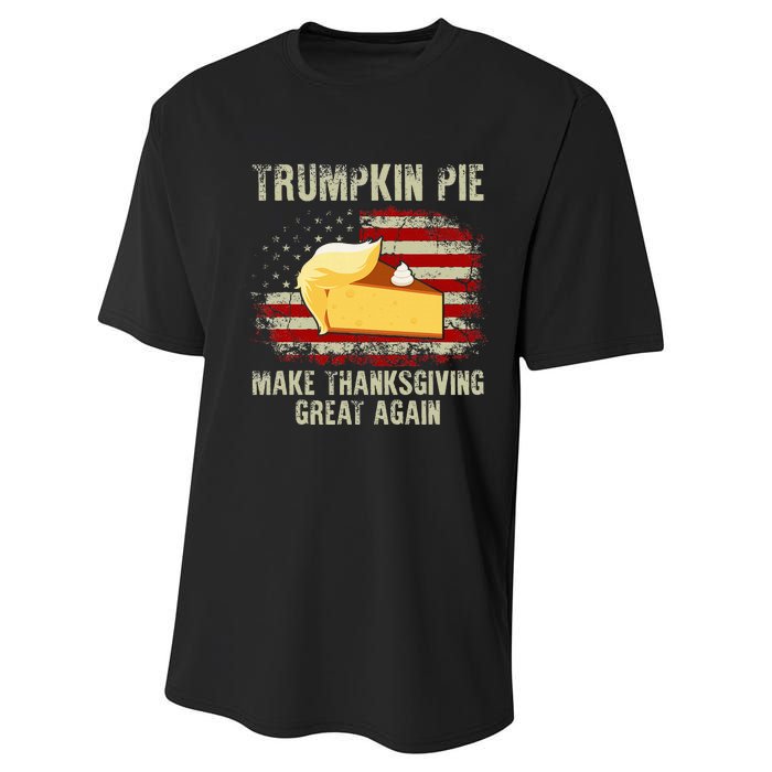 Vintage Usa Flag Trumpkin Pie Make Thanksgiving Great Again Performance Sprint T-Shirt