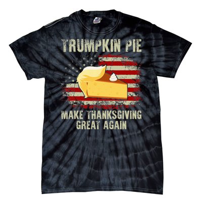 Vintage Usa Flag Trumpkin Pie Make Thanksgiving Great Again Tie-Dye T-Shirt