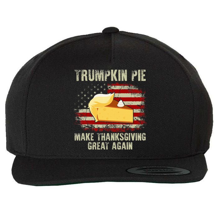 Vintage Usa Flag Trumpkin Pie Make Thanksgiving Great Again Wool Snapback Cap