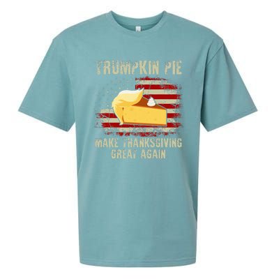 Vintage Usa Flag Trumpkin Pie Make Thanksgiving Great Again Sueded Cloud Jersey T-Shirt