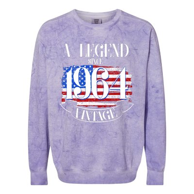 Vintage Usa Flag A Legend Since 1964 60th Birthday Colorblast Crewneck Sweatshirt