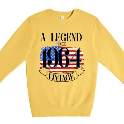 Vintage Usa Flag A Legend Since 1964 60th Birthday Premium Crewneck Sweatshirt