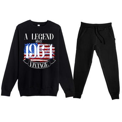 Vintage Usa Flag A Legend Since 1964 60th Birthday Premium Crewneck Sweatsuit Set