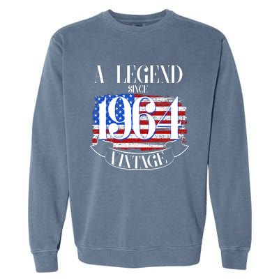 Vintage Usa Flag A Legend Since 1964 60th Birthday Garment-Dyed Sweatshirt