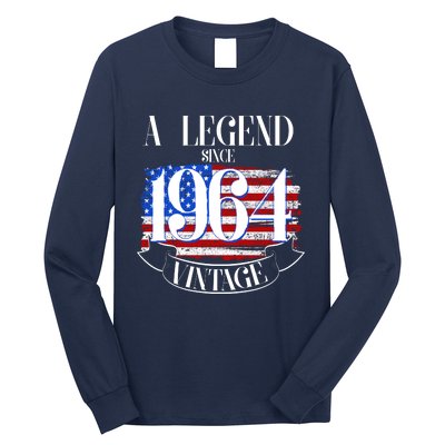 Vintage Usa Flag A Legend Since 1964 60th Birthday Long Sleeve Shirt