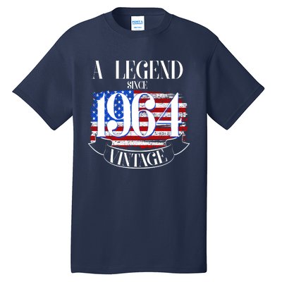 Vintage Usa Flag A Legend Since 1964 60th Birthday Tall T-Shirt