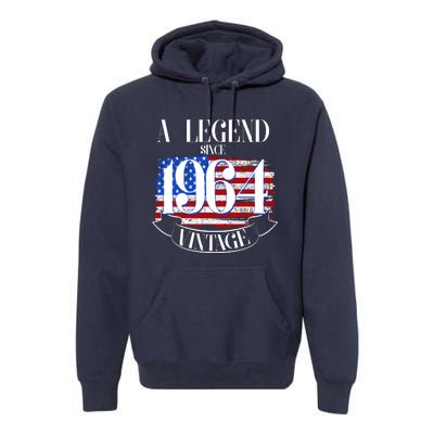 Vintage Usa Flag A Legend Since 1964 60th Birthday Premium Hoodie