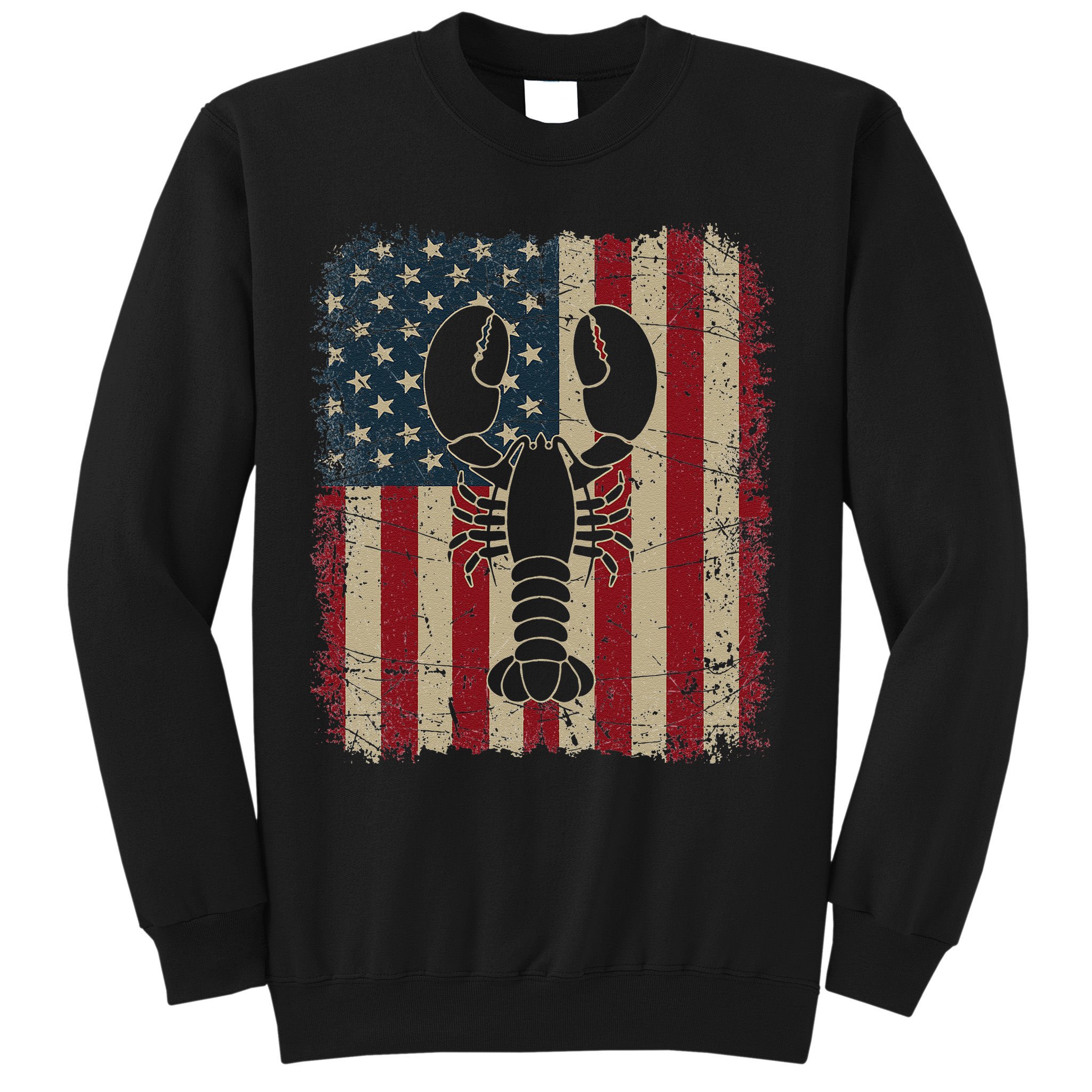 Vintage USA Flag Lobster Animals Lover Sea Fathers Day Sweatshirt