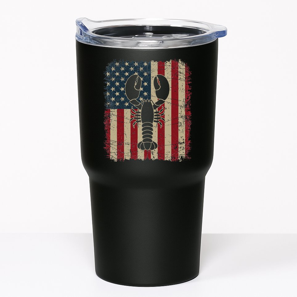 Vintage USA Flag Lobster Animals Lover Sea Fathers Day Tumbler