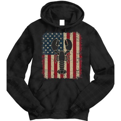 Vintage USA Flag Lobster Animals Lover Sea Fathers Day Tie Dye Hoodie