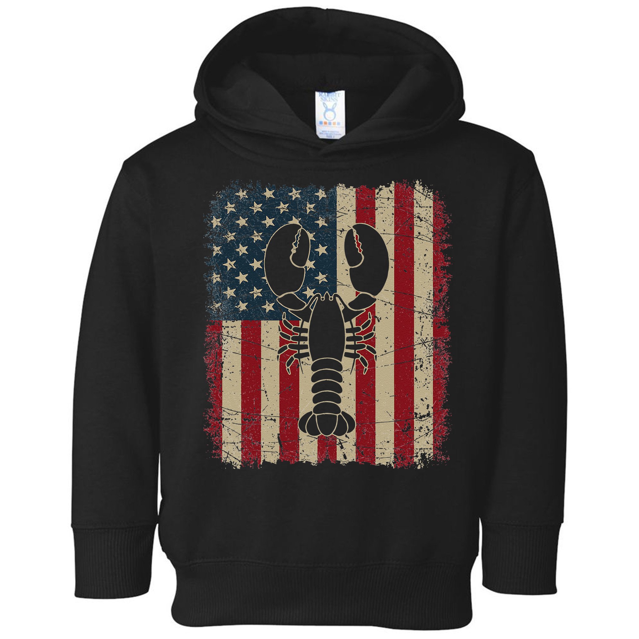Vintage USA Flag Lobster Animals Lover Sea Fathers Day Toddler Hoodie