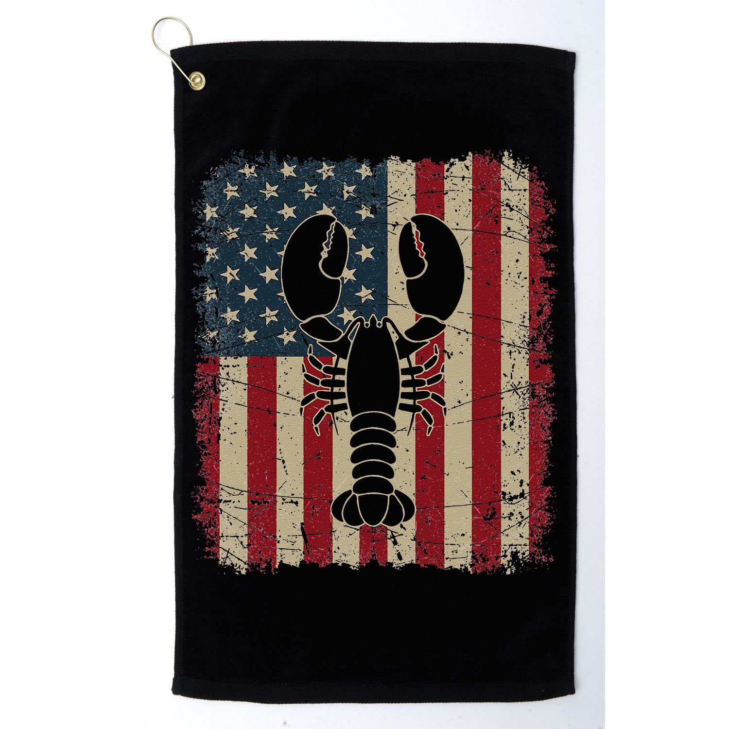 Vintage USA Flag Lobster Animals Lover Sea Fathers Day Golf Towel