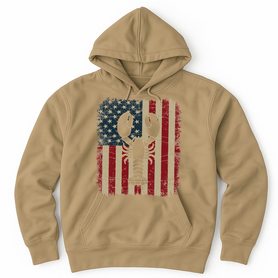 Vintage USA Flag Lobster Animals Lover Sea Fathers Day Hoodie