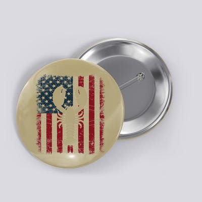 Vintage USA Flag Lobster Animals Lover Sea Fathers Day Button