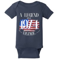 Vintage Usa Flag A Legend Since 1974 50th Birthday Baby Bodysuit