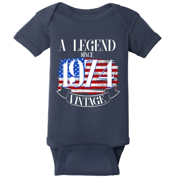 Vintage Usa Flag A Legend Since 1974 50th Birthday Baby Bodysuit