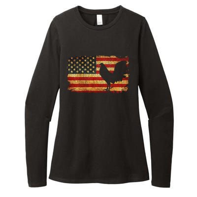 Vintage Us Flag Cock Fight Womens CVC Long Sleeve Shirt