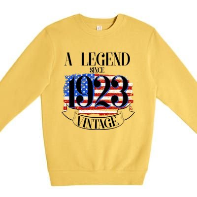 Vintage USA Flag A Legend Since 1923 100th Birthday Premium Crewneck Sweatshirt