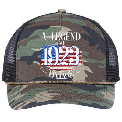 Vintage USA Flag A Legend Since 1923 100th Birthday Retro Rope Trucker Hat Cap