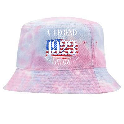 Vintage USA Flag A Legend Since 1923 100th Birthday Tie-Dyed Bucket Hat