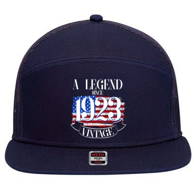 Vintage USA Flag A Legend Since 1923 100th Birthday 7 Panel Mesh Trucker Snapback Hat