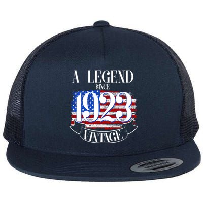 Vintage USA Flag A Legend Since 1923 100th Birthday Flat Bill Trucker Hat