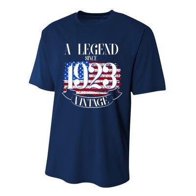 Vintage USA Flag A Legend Since 1923 100th Birthday Performance Sprint T-Shirt