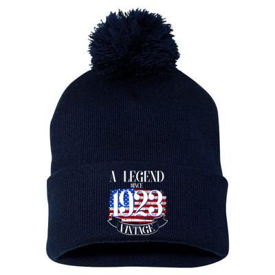 Vintage USA Flag A Legend Since 1923 100th Birthday Pom Pom 12in Knit Beanie