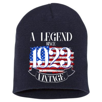 Vintage USA Flag A Legend Since 1923 100th Birthday Short Acrylic Beanie