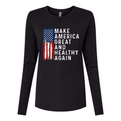 Vintage Usa Flag Make America Healthy And Great Again Maha Womens Cotton Relaxed Long Sleeve T-Shirt