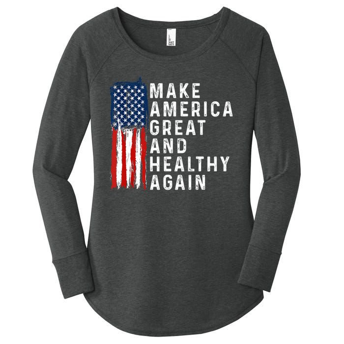 Vintage Usa Flag Make America Healthy And Great Again Maha Women's Perfect Tri Tunic Long Sleeve Shirt