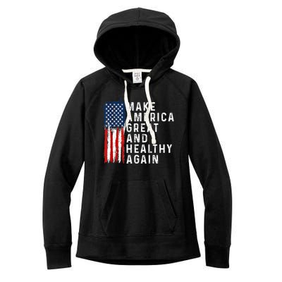 Vintage Usa Flag Make America Healthy And Great Again Maha Women's Fleece Hoodie