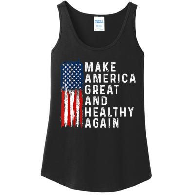 Vintage Usa Flag Make America Healthy And Great Again Maha Ladies Essential Tank