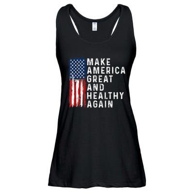 Vintage Usa Flag Make America Healthy And Great Again Maha Ladies Essential Flowy Tank