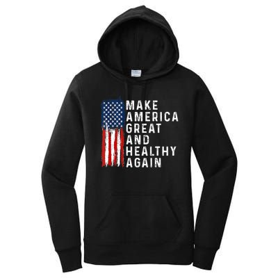 Vintage Usa Flag Make America Healthy And Great Again Maha Women's Pullover Hoodie