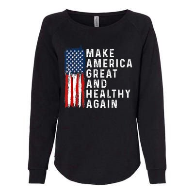 Vintage Usa Flag Make America Healthy And Great Again Maha Womens California Wash Sweatshirt