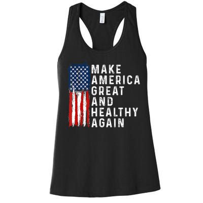 Vintage Usa Flag Make America Healthy And Great Again Maha Women's Racerback Tank