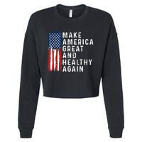 Vintage Usa Flag Make America Healthy And Great Again Maha Cropped Pullover Crew